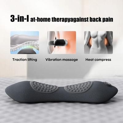 Uplifted Goods Electric Lumbar Support Pillow With Heat And Vibration Therapy dark Grey