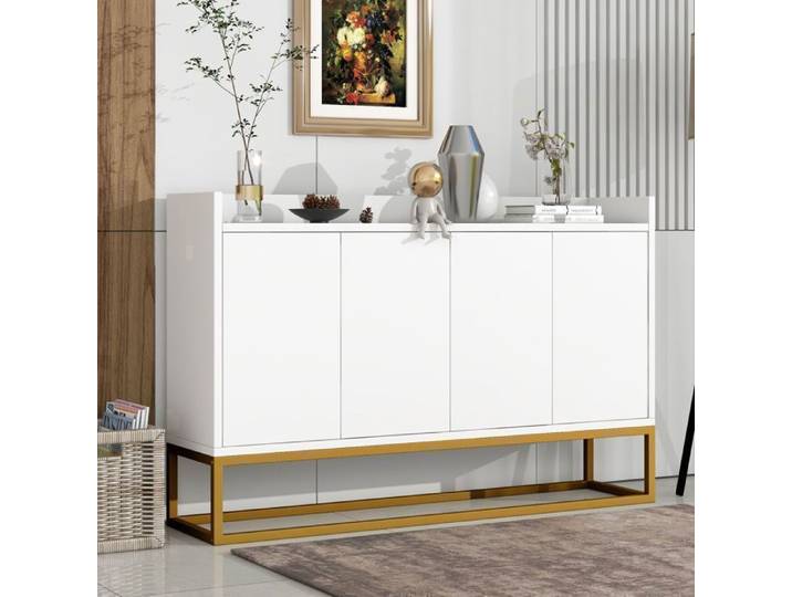 Buffet - Buffet blanc - Buffet salle a manger - 4 portes - Blanc - 120x30x80cm