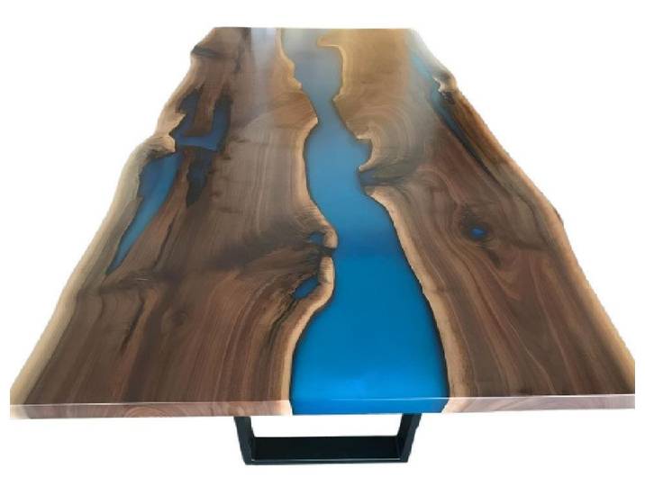 Xlmoebel Esstisch Fluss Tisch - Esstisch aus Epoxidharz und Holz im maritimen Design (Esstisch, 1-St., Esstisch), Hergestellt in Europa