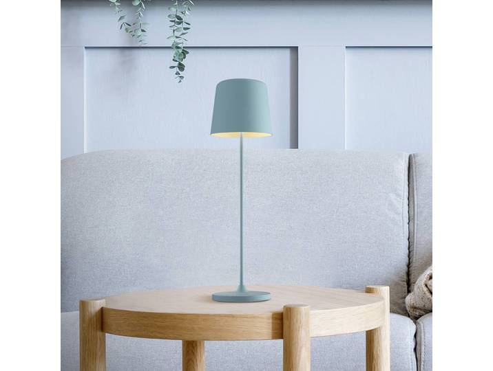 Brilliant LED-Akku-Tischlampe Kaami, dimmbar, hellblau dimmbar, blau, für Wohn- / Esszimmer, Metall, Modern