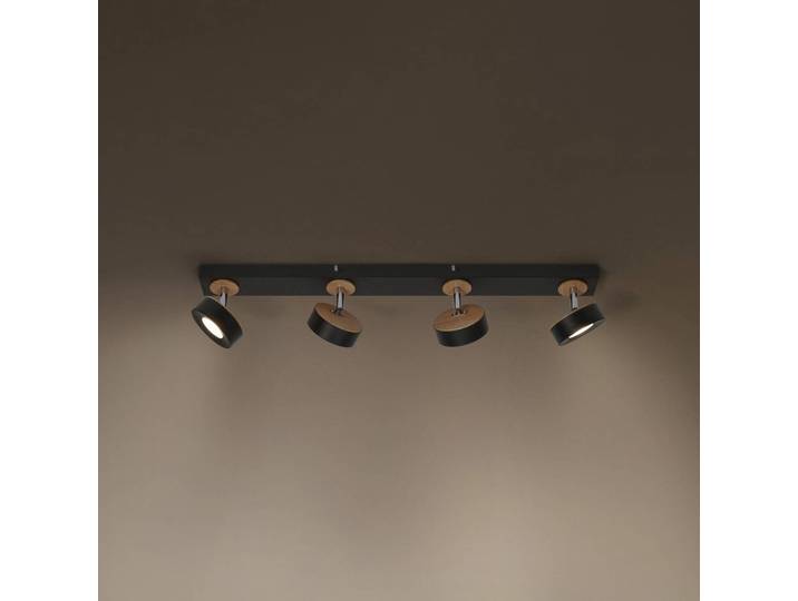 OSRAM LED-Deckenstrahler PLUTO, schwarz, 4 Spots, 3.000 K PLUTO, schwarz, für Wohn- / Esszimmer, Metall