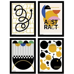 POSTER Set mit 4 abstrakten Kubismus A3 Schwarzer Rahmen
