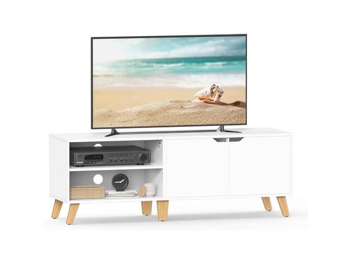 Mid.you Tv-Element, Weiß, Hellbraun, 140x45x40 cm, Kabeldurchlass, Wohnzimmer, TV Möbel, TV-Racks