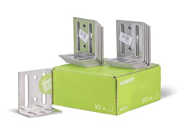 Alberts 851835 Stelhoek met sleufgat rvs 35 x 75 x 65 mm set van 10