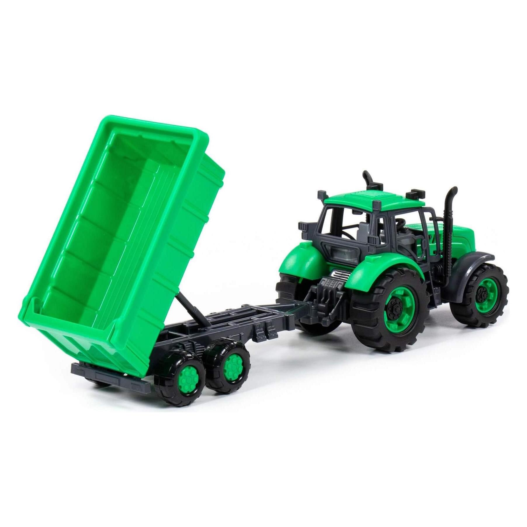 Polesie 91284 Inertia tractor with green trailer in box (91284)