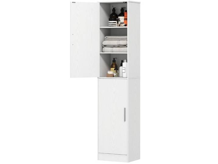 ELVORIN Colonne de salle de bain 40 x 35 x 180 cm 2 portes 6 compartiments etageres reglables blanc