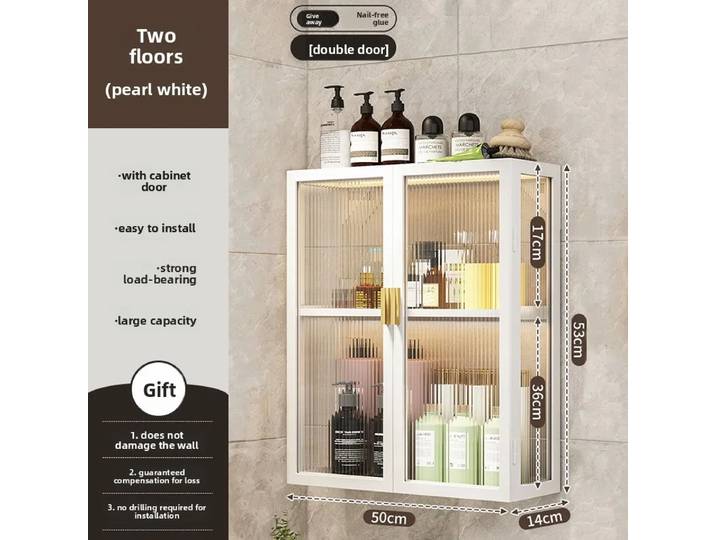 Étagère de salle de bain stable sans perçage, armoire suspendue pour toilettes, lavabo, étagère de rangement, étagère murale solide