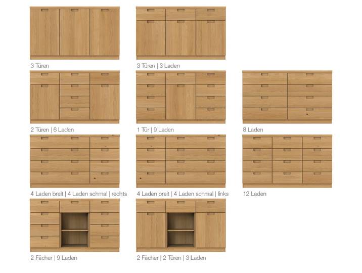 Kommode Eiche Hell „Lukas“ 150 cm Massivholz Eiche Hell