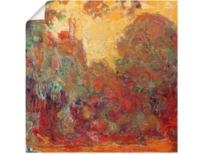Poster ARTLAND Das Haus in Giverny Komposition in rot , rot (farbe bild(er): rot), B:50cm H:50cm, Bilder, Poster, ohne Rahmen