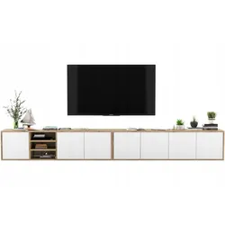 TV-LOWBOARD 2er-Set Apollo Wotan Eiche / Weiß matt 300 cm