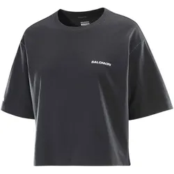 Salomon, Damen, Sportshirt, Logo-T-Shirt mit kurzem Schnitt, W Deep Black, Schwarz