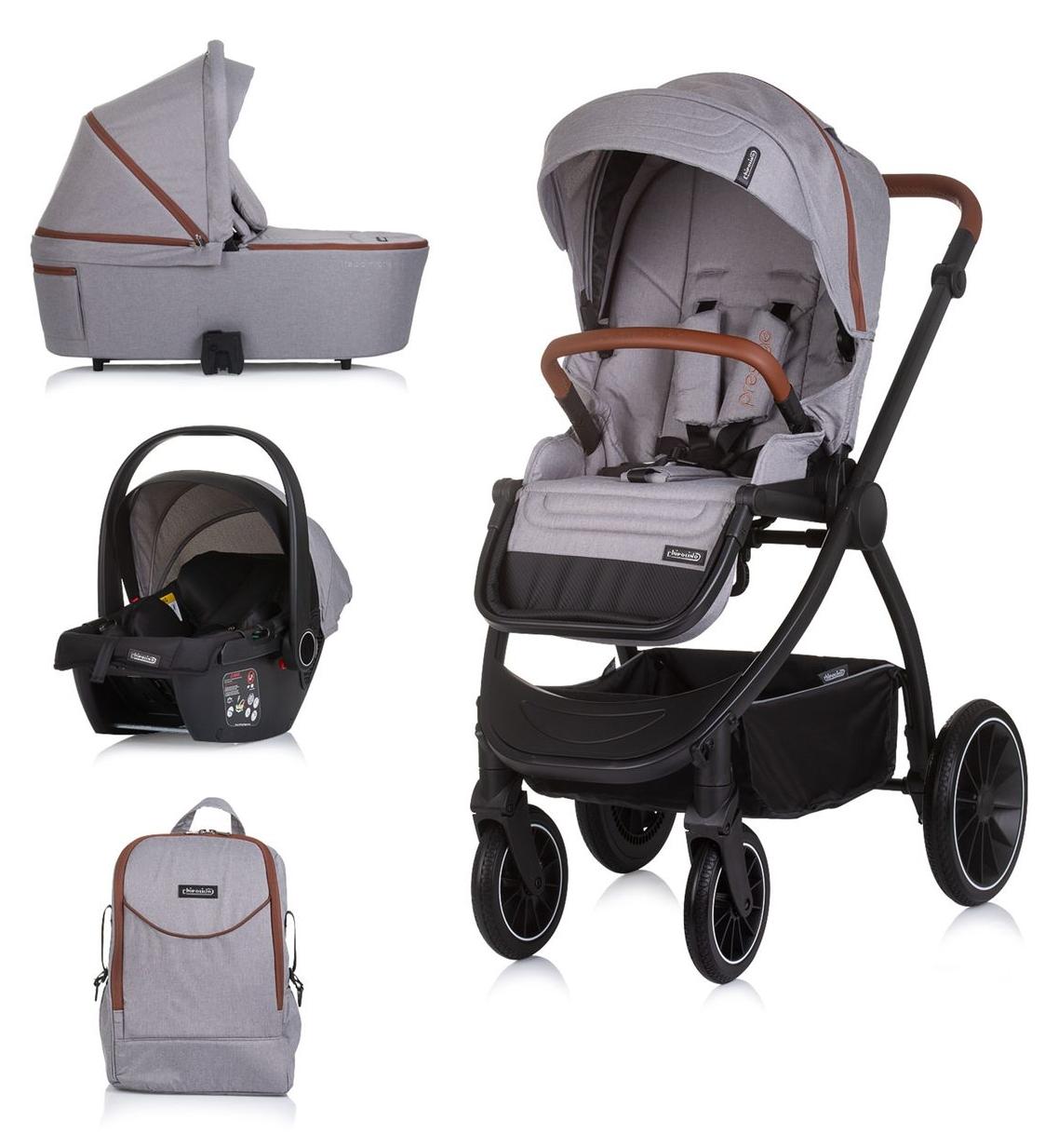 Chipolino Kombikinderwagen 3 in 1 Prestige Babywanne Rucksack i-Size Babyschale