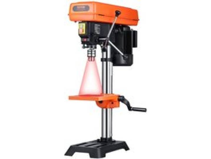 VEVOR 254 mm Tischbohrmaschine, 550 W Induktionsmotor, Säulenbohrmaschine mit 550-2500U/min einstellbarer Geschwindigkeit, 0–45° neigbarer Arbeitstisch, Röntgenpositionierung, für Holzmetall
