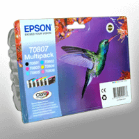 6 Epson Tinten C13T080740 Multipack KCMY LC LM T0807