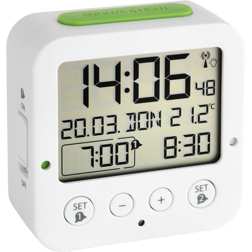 TFA 60.2528.02 Bingo weiß Funk Wecker mit Temperatur