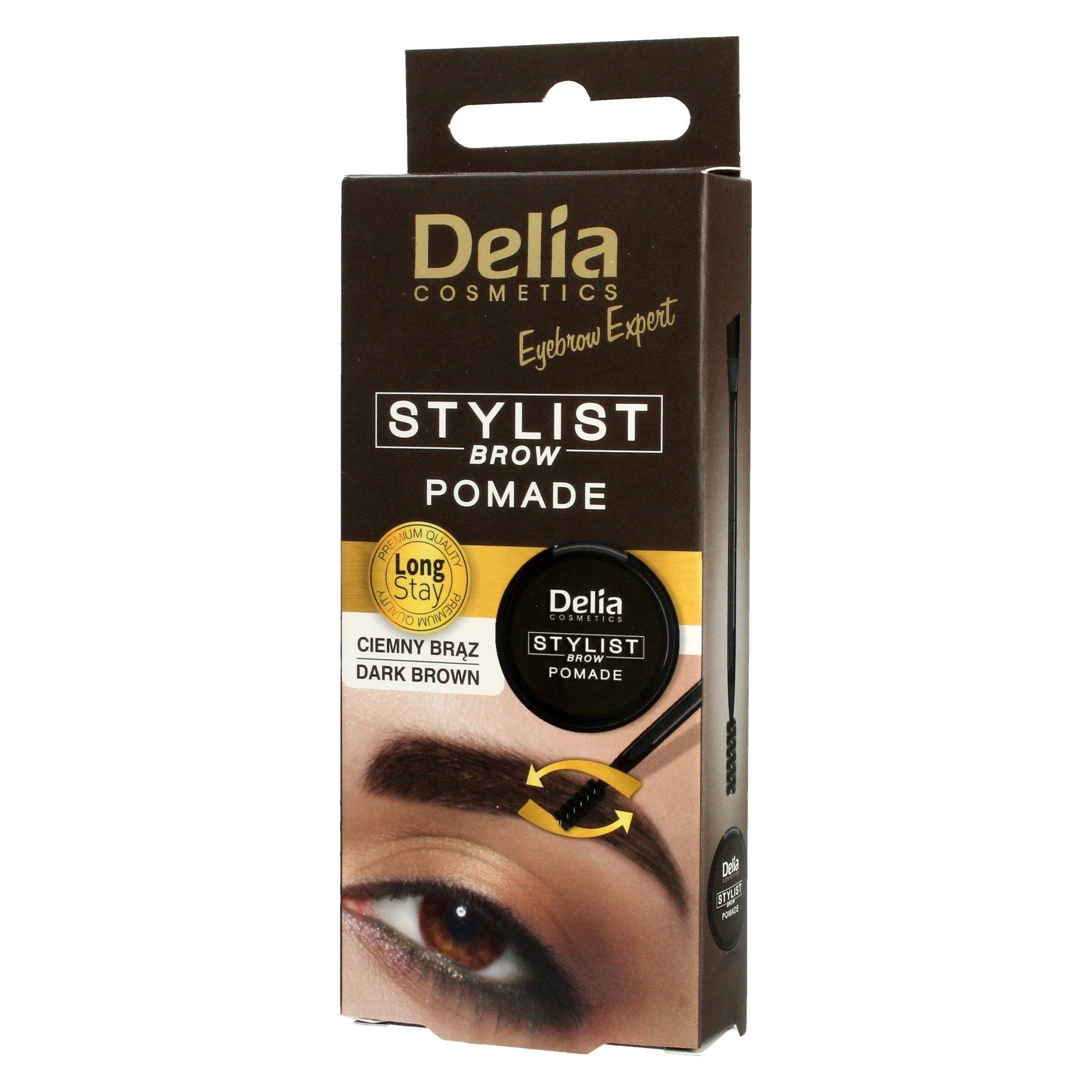 Delia Cosmetics Delia Eyebrow Expert Stylist Brown Pomade Eyebrow Pomade Dark Brown 2.5G (Ciemny Brąz, Dark Brown, Dunkelbraun) (5901350470237)