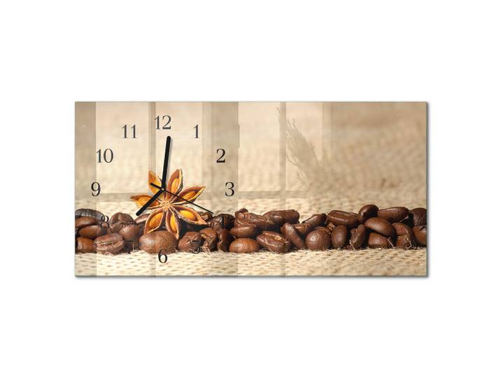 Tulup Wanduhr 60x30 cm - Blumen, Braun, Glas, Rechteckig, 60x30x0.4 cm, Dekoration, Uhren, Wanduhren