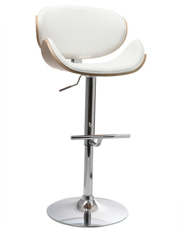 Miliboo Tabouret de bar design blanc et bois clair WALNUT