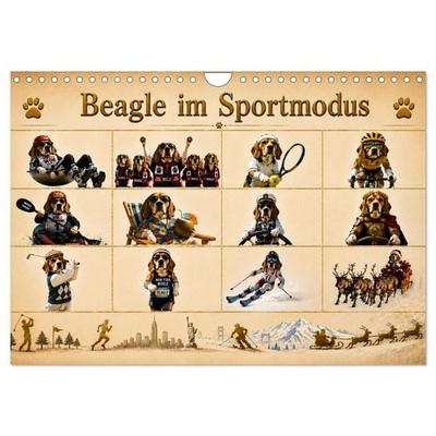 Beagle im Sportmodus (Wandkalender 2027 DIN A4 quer), CALVENDO Monatskalender