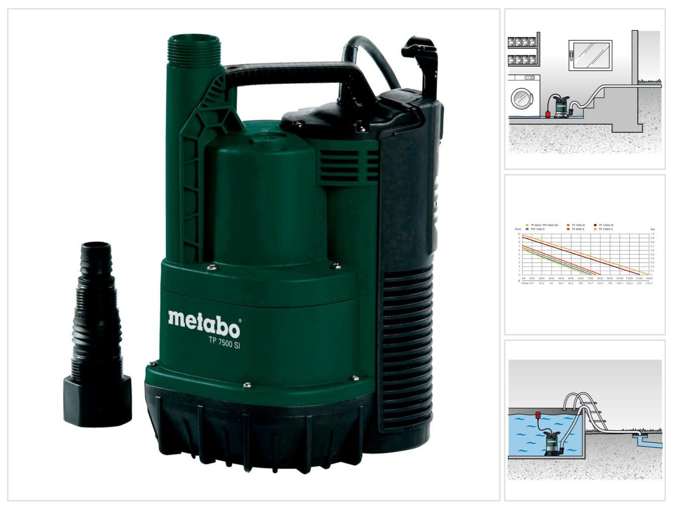 Metabo TP 7500 SI dompelpomp voor helder water, 300 watt, 7500 l/u