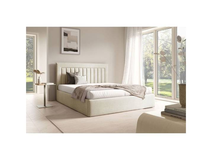 Lit avec coffre – AVERIN – 160x200 cm – beige clair