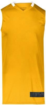 Augusta Sportswear 1730 Athletic Men's Step-Back Basketball Jersey T-Shirt in Gold/White size 2XL   Polyester