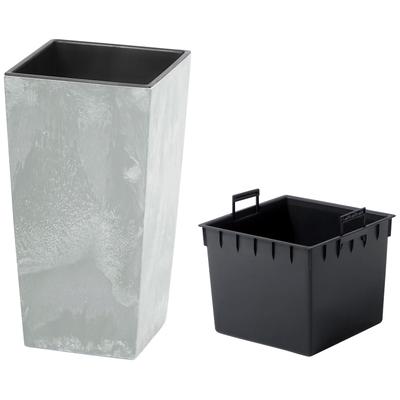 Pflanzkübel PROSPERPLAST "Urbi Square Beton", blau (betongrau), B:22cm H:42cm T:22cm, Polypropylen, Pflanzgefäße, Pflanzkübel, BxTxH: 22x22x42 cm