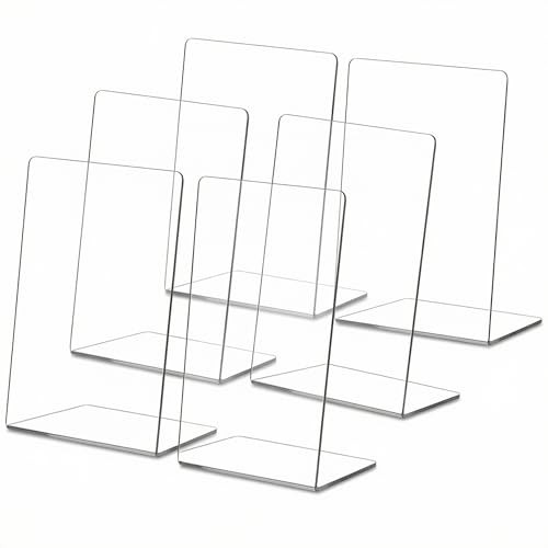 QWORK 6 stuks heldere acryl boekensteunen voor kantoor en bibliotheek