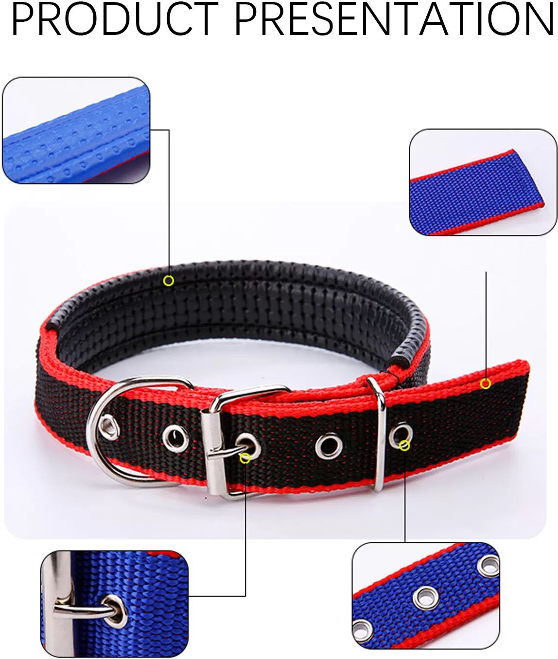 INF Weiches, verstellbares Hundehalsband mit Metallschnalle