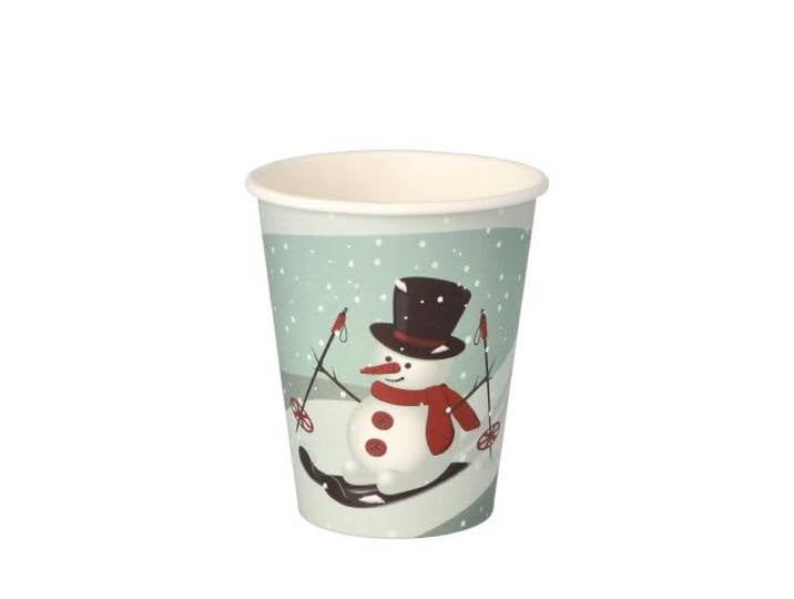 1000 Glühwein Becher Trinkbecher Pappe 0,2 l Schneemann, To Go