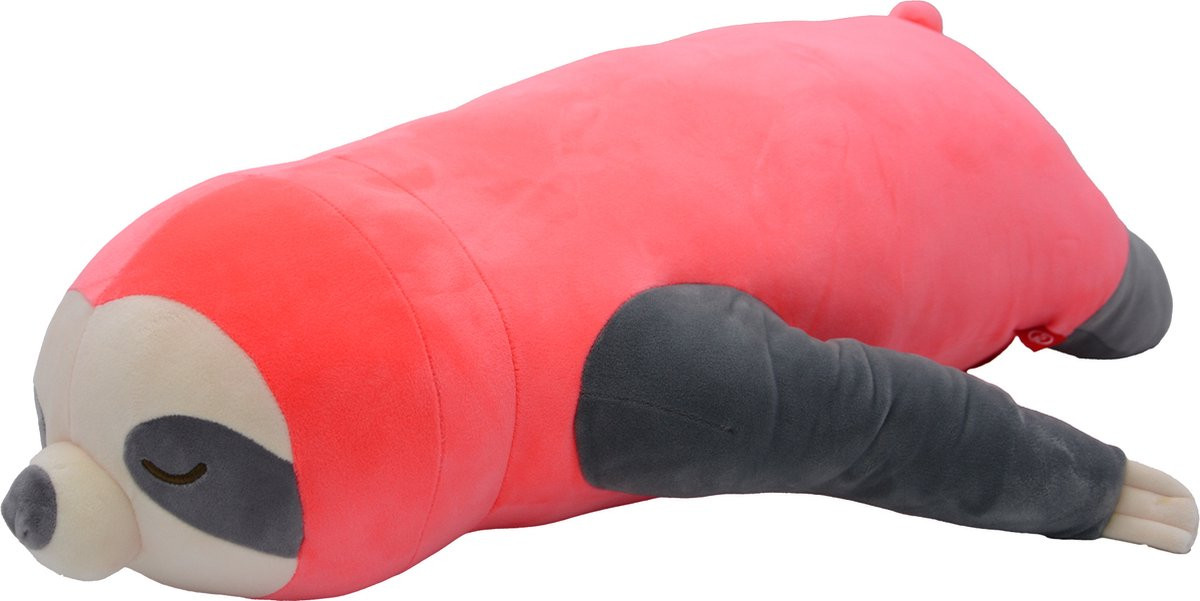UNUS Luiaard knuffelkussen zijslaapkussen roze 100 cm