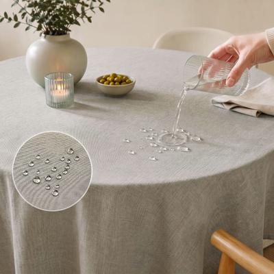 Tischdecke OTTO HOME "Josée, wasserabweisend, in eckig & rund", grau (beige), Ø:140cm, Polyester, Tischdecken, Tischdecke, strukturiert, Leinenoptik, uni,wasserabweisend, pflegeleicht, Deko