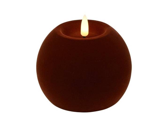 Led bolkaars lyon D10H7,8 cm donker bruin velvet