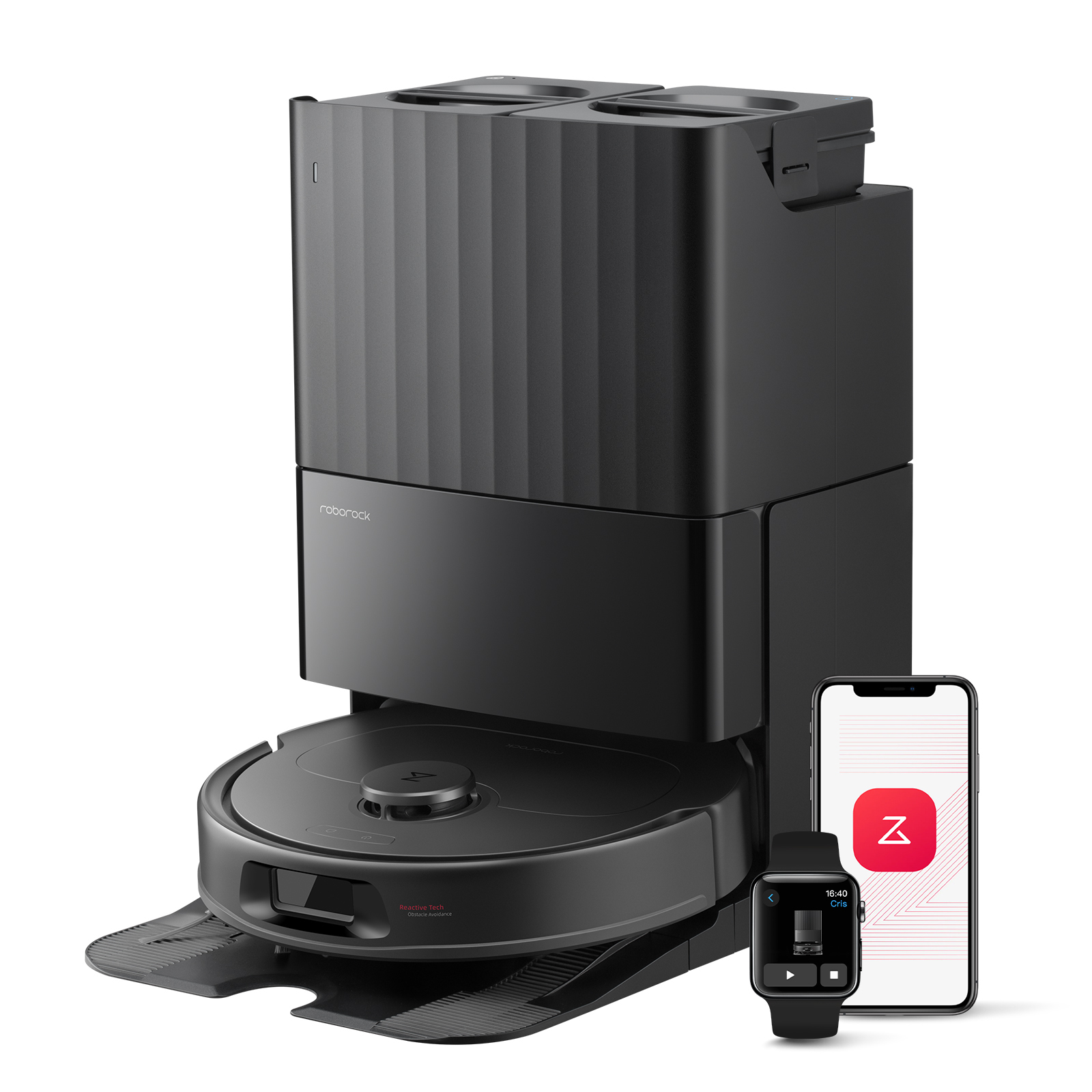 Roborock QV 35S Staubsauger Roboter, 10.000Pa Saugroboter (Upgrade von Qrevo Plus), Anti-Tangle-Bürsten, Anhebbare Schleudermopps (Schwarz)
