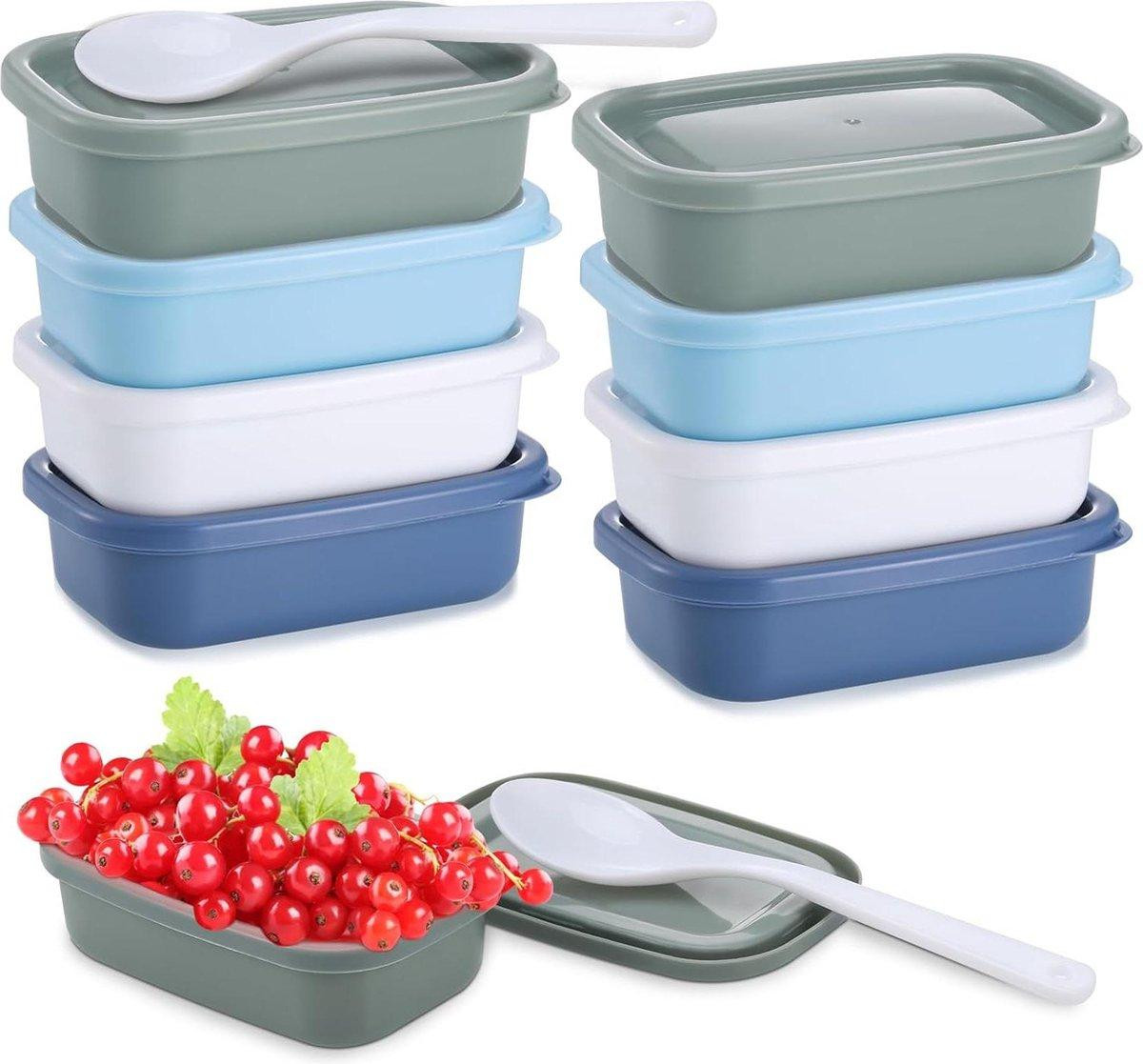 Set van 9 luchtdichte kunststof voorraadbakjes met deksels, multicolor, 110 ml