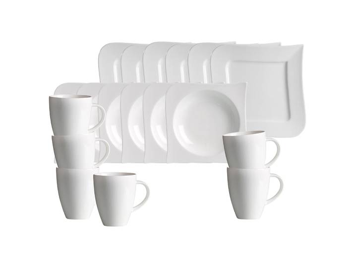 Geschirr-Set RITZENHOFF & BREKER Frühstücks-Set Melodie 18er Set weiß , weiß, 18, Porzellan, Geschirr-Sets, Geschirr-Set, Spülmaschinenfest