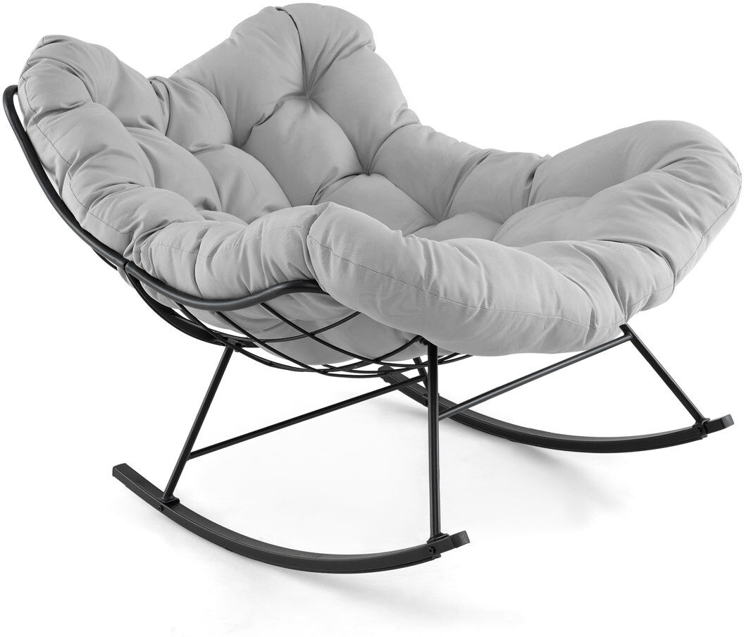Lark Manor Indoor Outdoor Rocking Chair Oversized Egg Papasan Chair Light Grey 94cm H X 95cm W X 110cm D