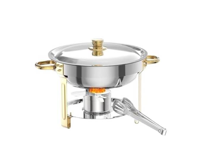 Goldfarbenes 5-Liter-Buffet-Wärmetablett-Set Mit Deckel – Warmhaltetabletts Aus Edelstahl. Ideal for Hochzeiten, Partys Und Catering-Events Langanhaltende WäRme(4 Pieces)
