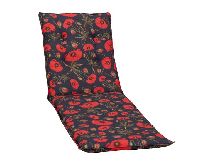 Gardenson Liegenauflage, Schwarz, Textil, Blume, Füllung: Schaumstoff, Fleece,Schaumstoff, Fleece, 58x8x191 cm, bügelfrei, formstabil, für den Aussenbereich geeignet, wetterfest, mittels Bändern zu befestigen, mittels Gurtband zu befestigen, Gartenmöbel, Gartenkissen & Auflagen, Liegenauflagen