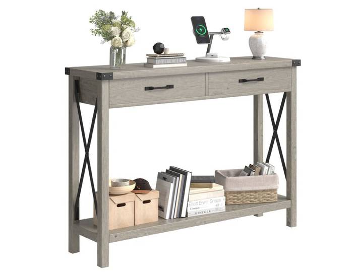 CONSONE D'ENTREE TABLE CONSOLE MEUBLE CONOSLE EN MDF-SALUT-110 X30X80CM-Table Console avec 2 Tiroirs