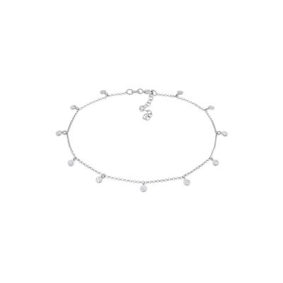 Fußkette ELLI "Fußschmuck Plättchen Organic Look 925 Silber" Gr. 22, silber, Fußketten, Damen, Silber 925 (Sterlingsilber)