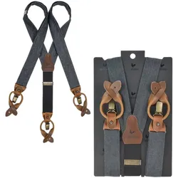 Sir Redman Hosenträger Work Service Herren Damen mit Clips und Lederlaschen für Knöpfe (black - schwarz)