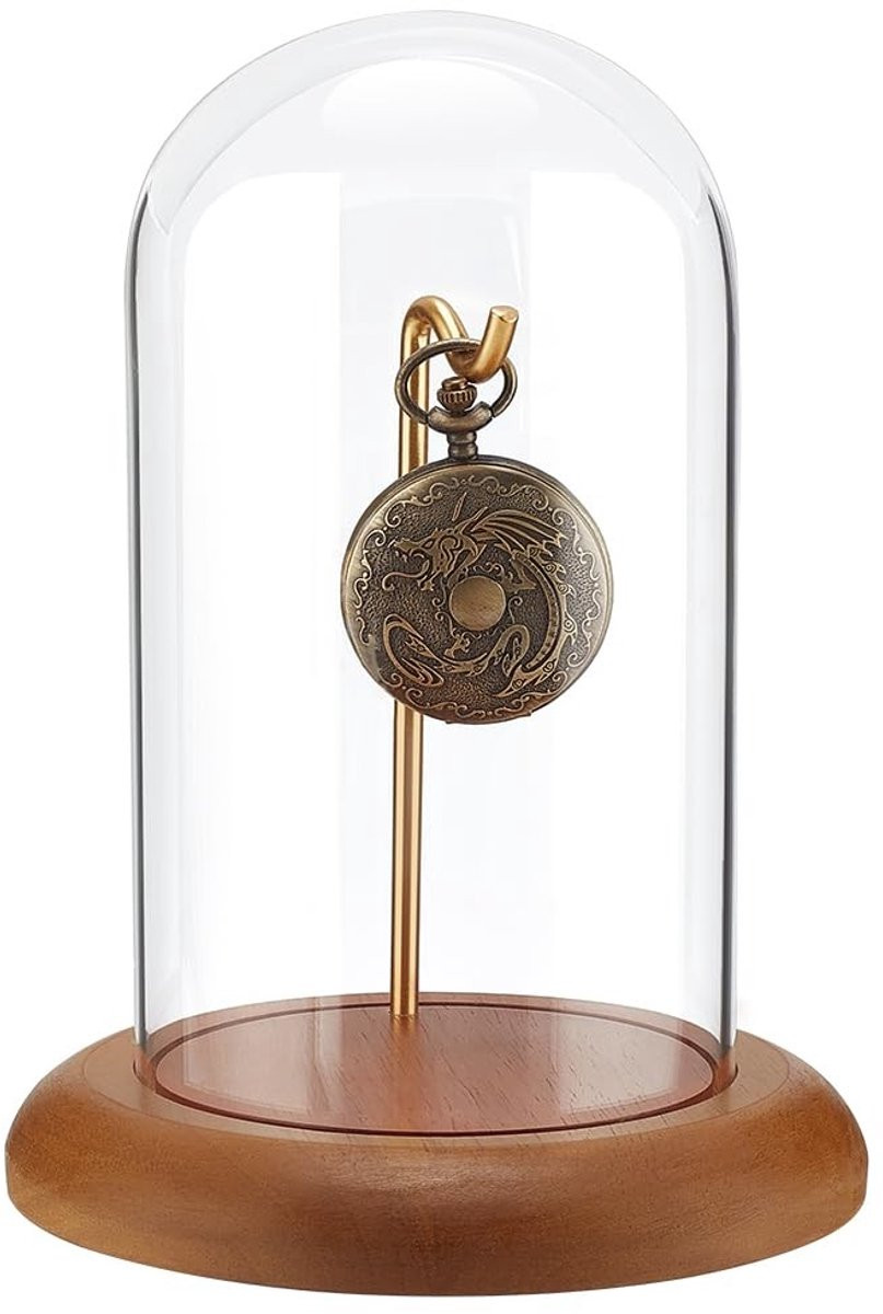 Omgoods Glazen Display Dome met Houten Basis voor Collectibles