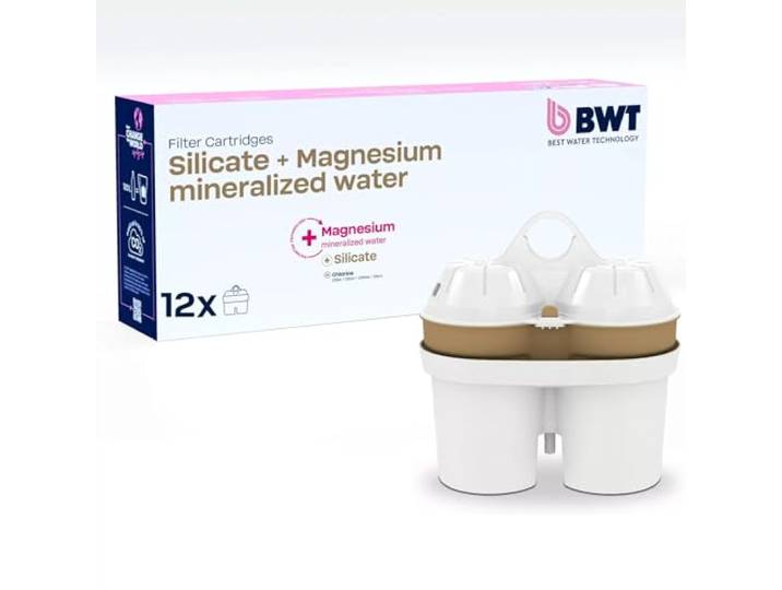 BWT Silikat & Magnesium Filterkartuschen 12 Stück für Haut, Haare und Nägel, enthält Silizium, mineralisiert dein Trinkwasser, Wasserfilterkartuschen für BWT Wasserfilter