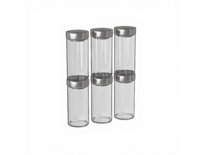 5five Lot de 6 pots à épices en verre - Transparent