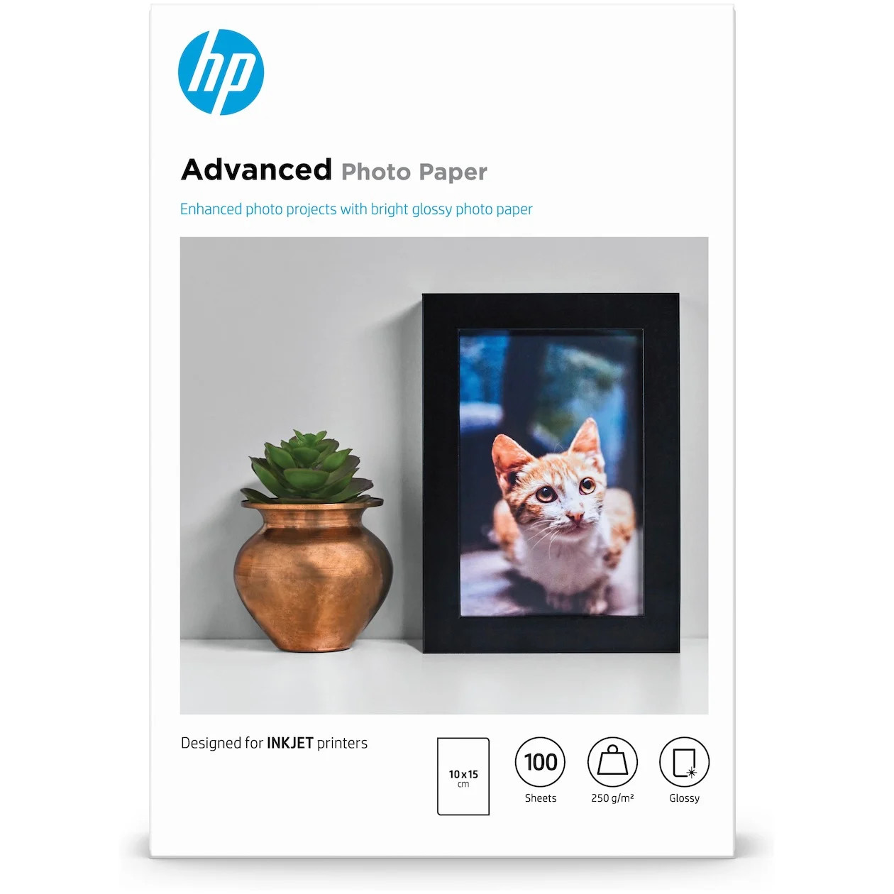 HP Advanced Photo-papier, glanzend, 250 g/m2, 10 x 15 cm, 100 vellen