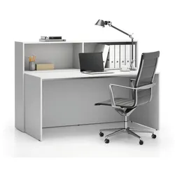 Büroschreibtisch-Set SEGMENT, mit 2 Einlageböden für rechte Ecke, weiß/weiß