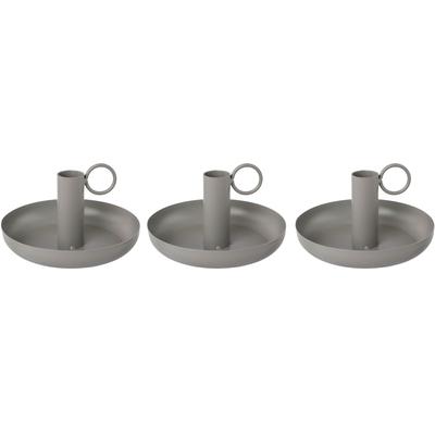 Kerzenhalter OTTO HOME "Stabkerzenhalter Engla", grau, H:6cm Ø:13cm, Metall, Kerzenhalter, Kerzenhalter, aus Metall, mit dekorativem Henkel