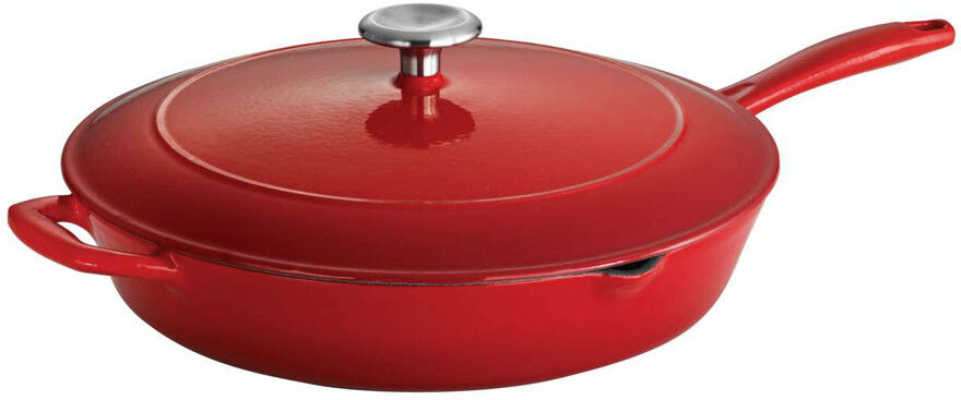 Tramontina Bestow Enamelled Cast Iron Skillet with Lid 30 cm Red