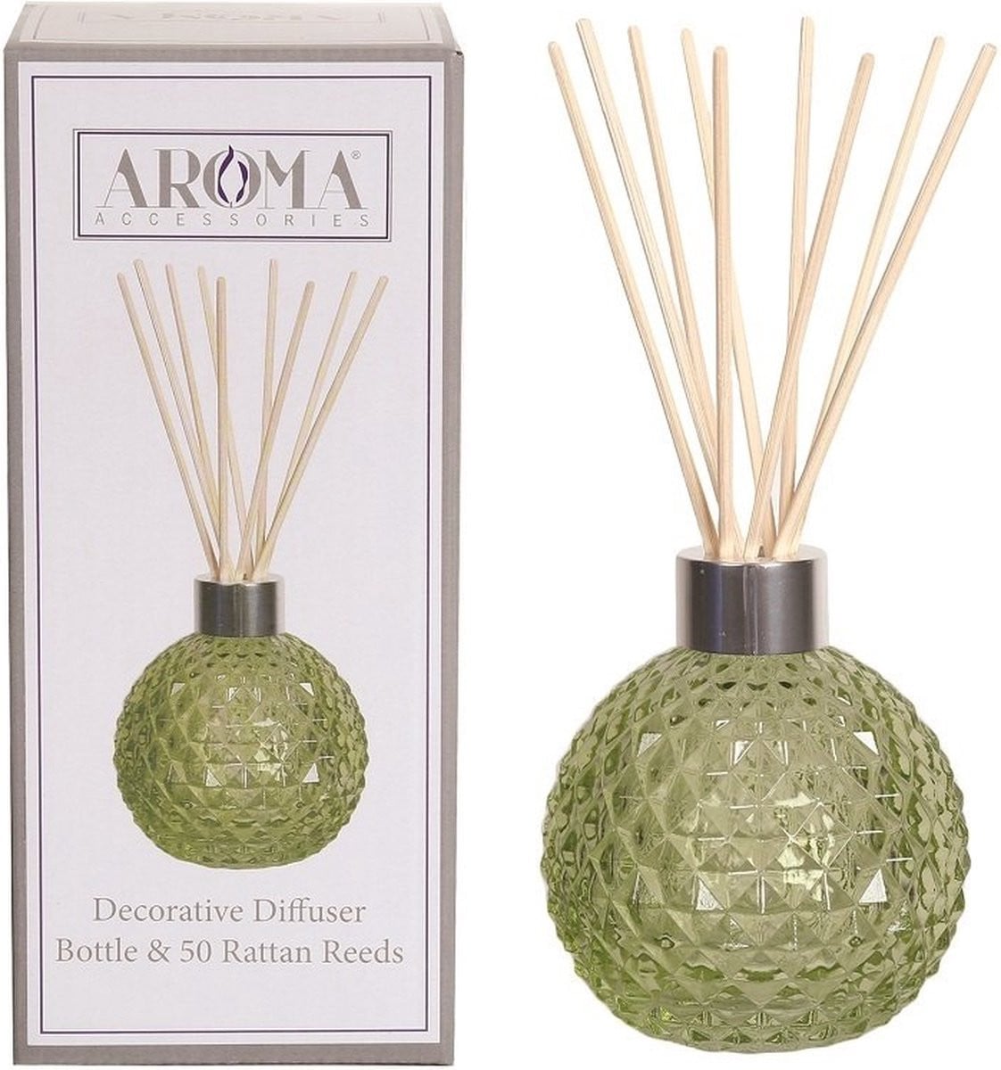 Woodbridge Geurstokjes - Lege Glazen Diffuser met 50 Rotan Stokjes - Groen